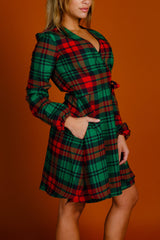 The Lincoln Log Love Lady | Plaid Christmas Wrap Dress - Shinesty