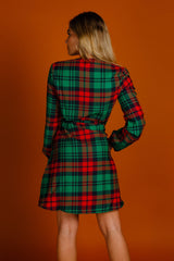 The Lincoln Log Love Lady | Plaid Christmas Wrap Dress - Shinesty