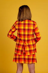 That 70s Suit | Womens Orange Plaid Thanksgiving Suit - Shinesty