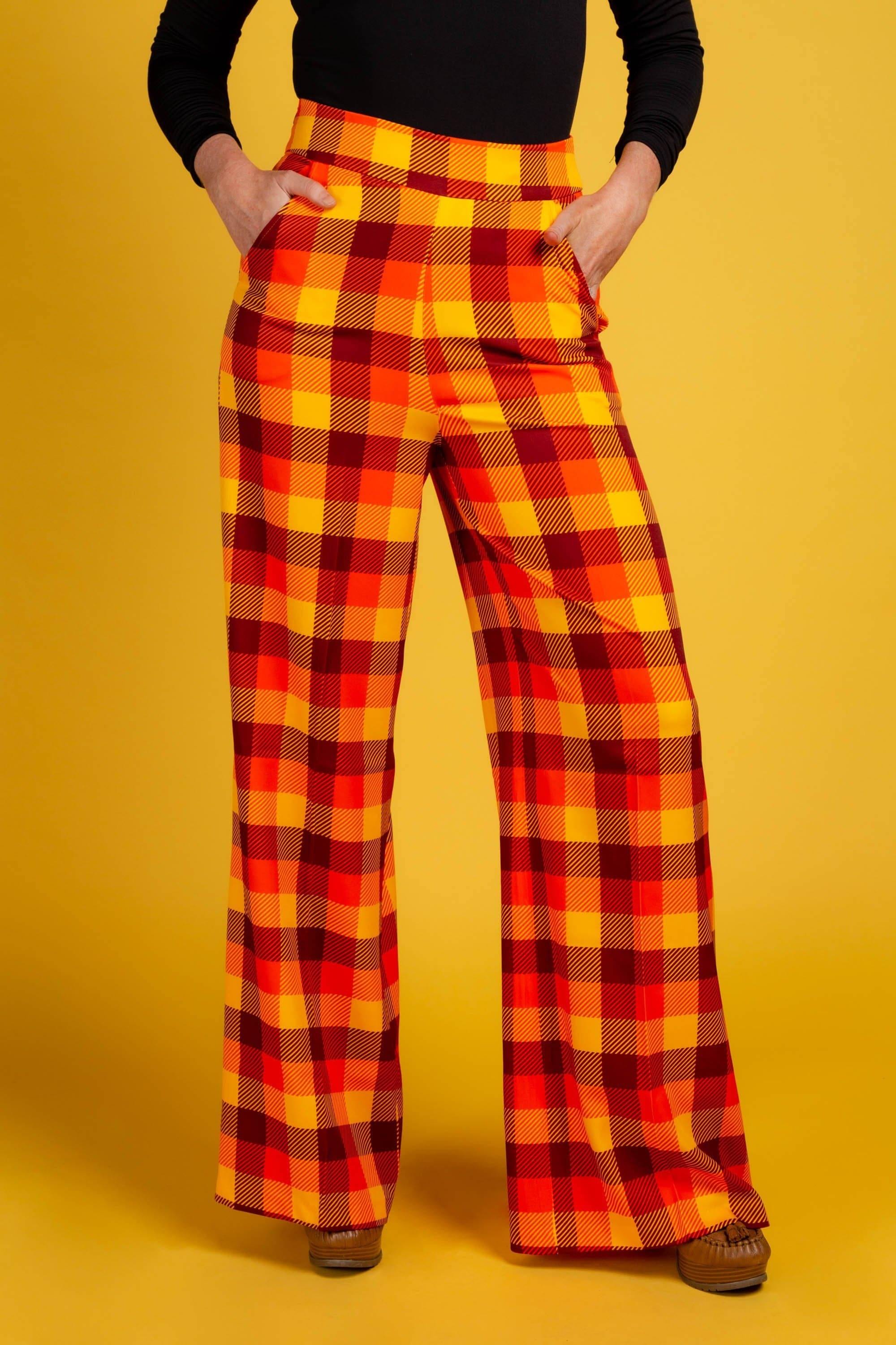 That 70s Suit | Womens Orange Plaid Thanksgiving Suit - Shinesty