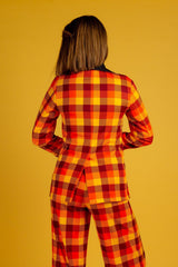 That 70s Suit | Womens Orange Plaid Thanksgiving Suit - Shinesty