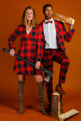 The Red & Black Lumberjack | Red Buffalo Check Christmas Wrap Dress - Shinesty