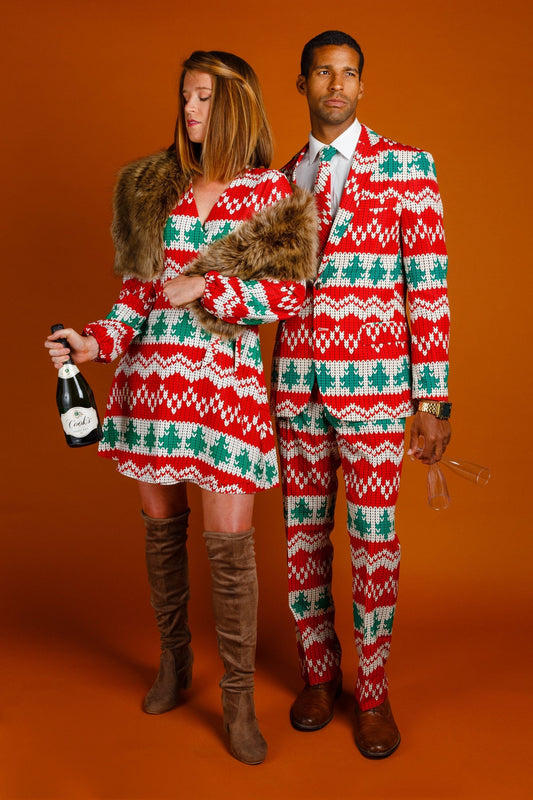 The Red Ryder | Knit Print Christmas Wrap Dress - Shinesty
