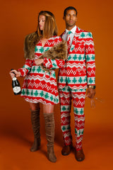 The Red Ryder | Knit Print Christmas Wrap Dress - Shinesty
