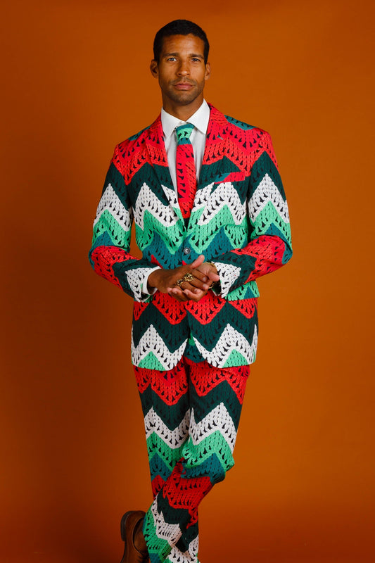 The Dapper Doily | Quilted Print Christmas Suit - Shinesty