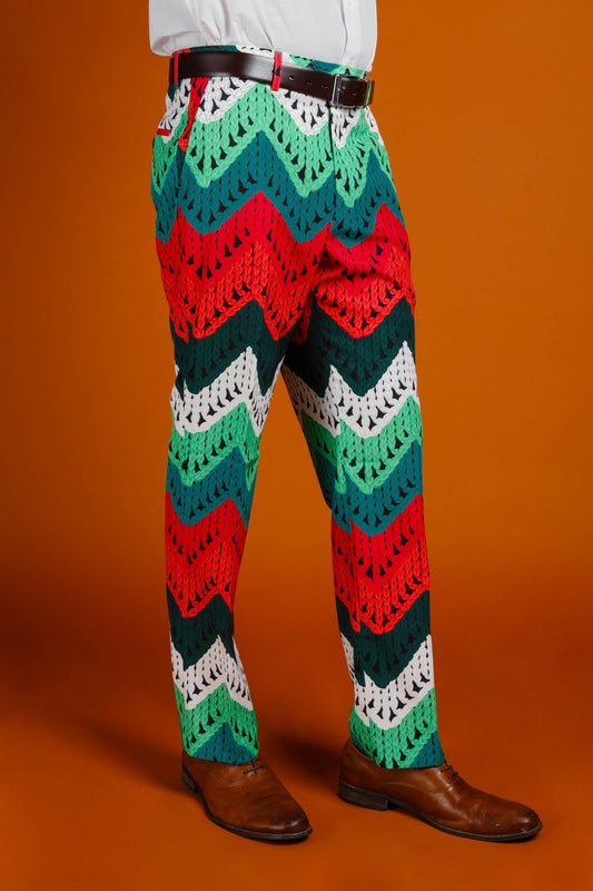 The Dapper Doily | Quilted Print Christmas Suit Pants - Shinesty