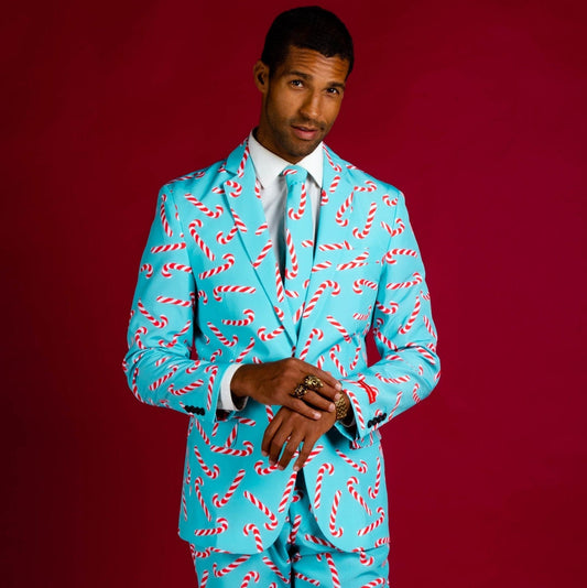 The Peppermint Pimp Canes | Candy Cane Print Christmas Suit - Shinesty