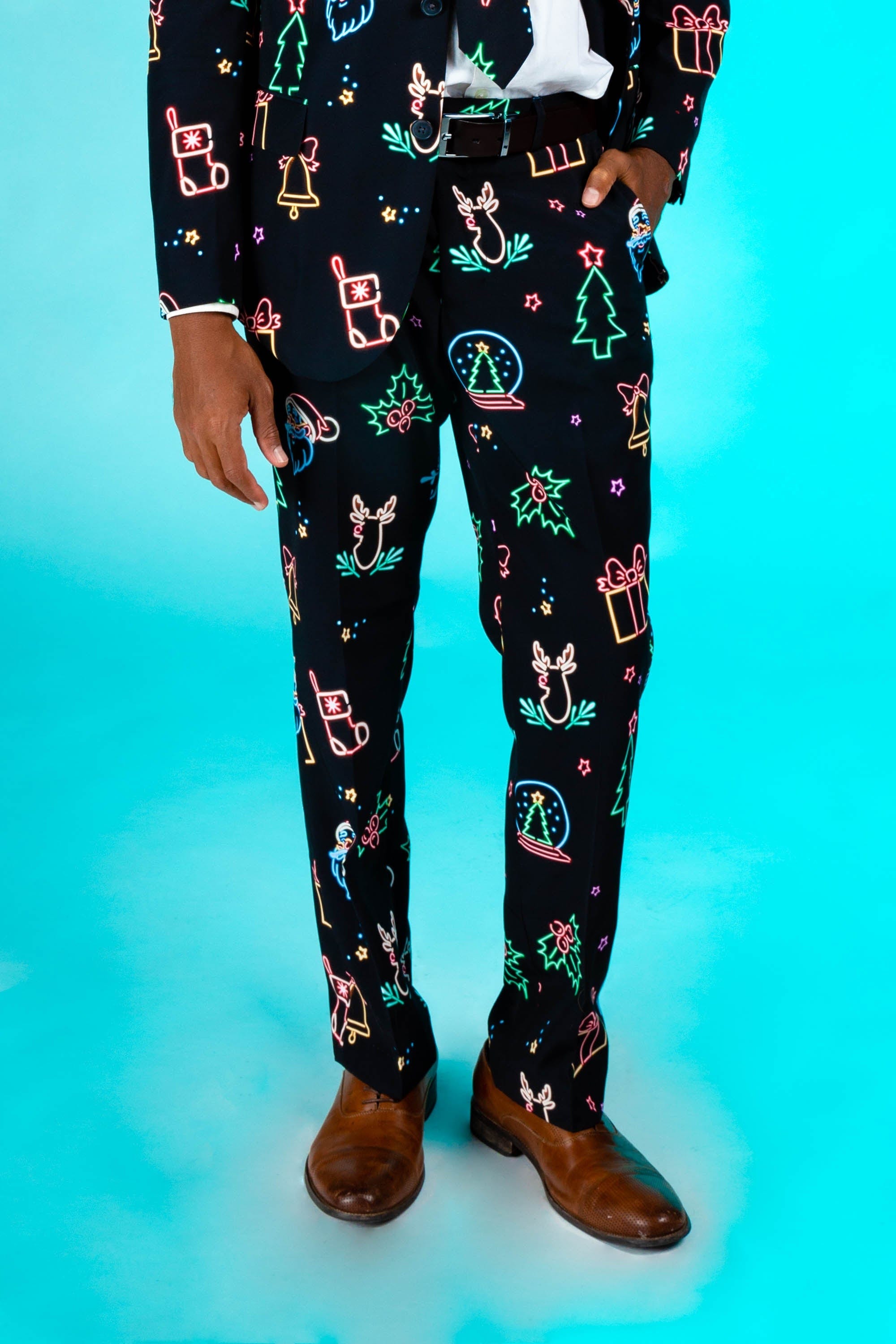 The Naughty Neon Noel | Neon Lights Christmas Pants - Shinesty