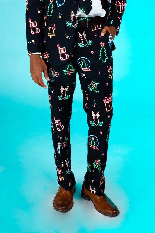 The Naughty Neon Noel | Neon Lights Christmas Pants - Shinesty