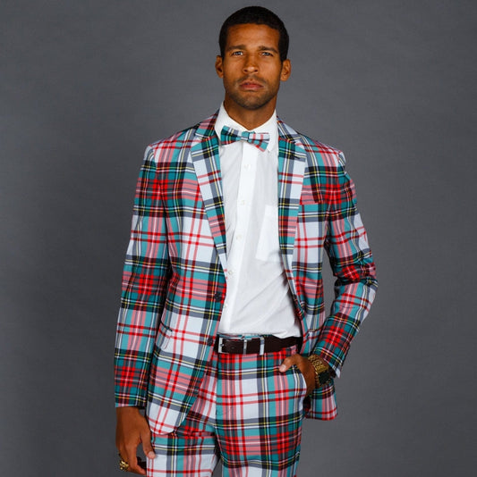 The Scotch on the Rocks | White Plaid Christmas Suit - Shinesty