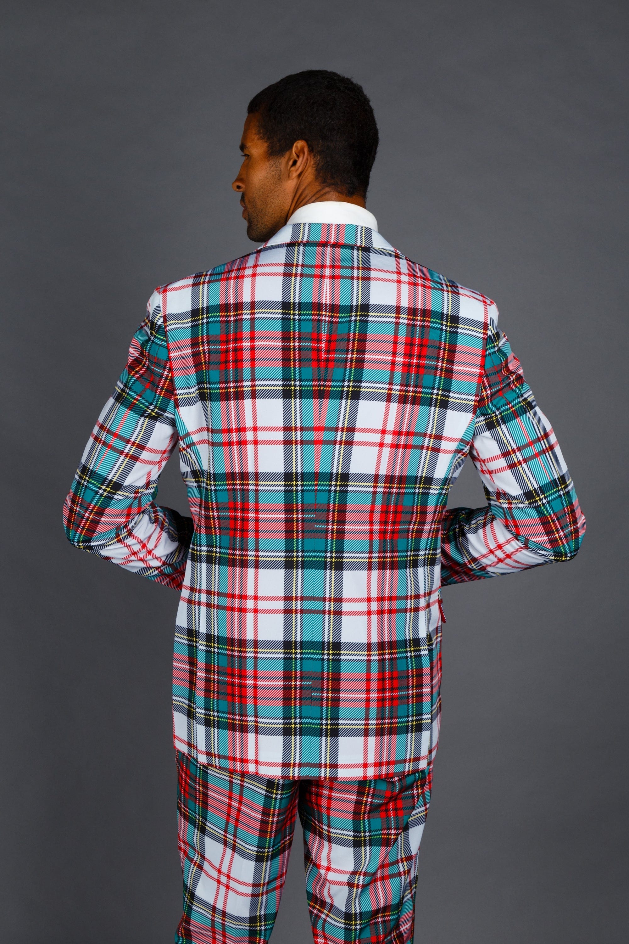 The Scotch on the Rocks | White Plaid Christmas Suit - Shinesty