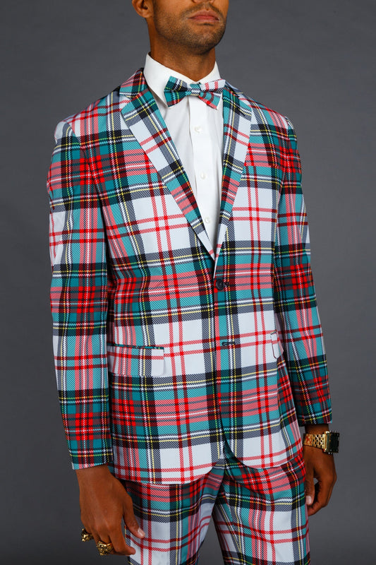The Scotch on the Rocks | White Plaid Christmas Suit - Shinesty