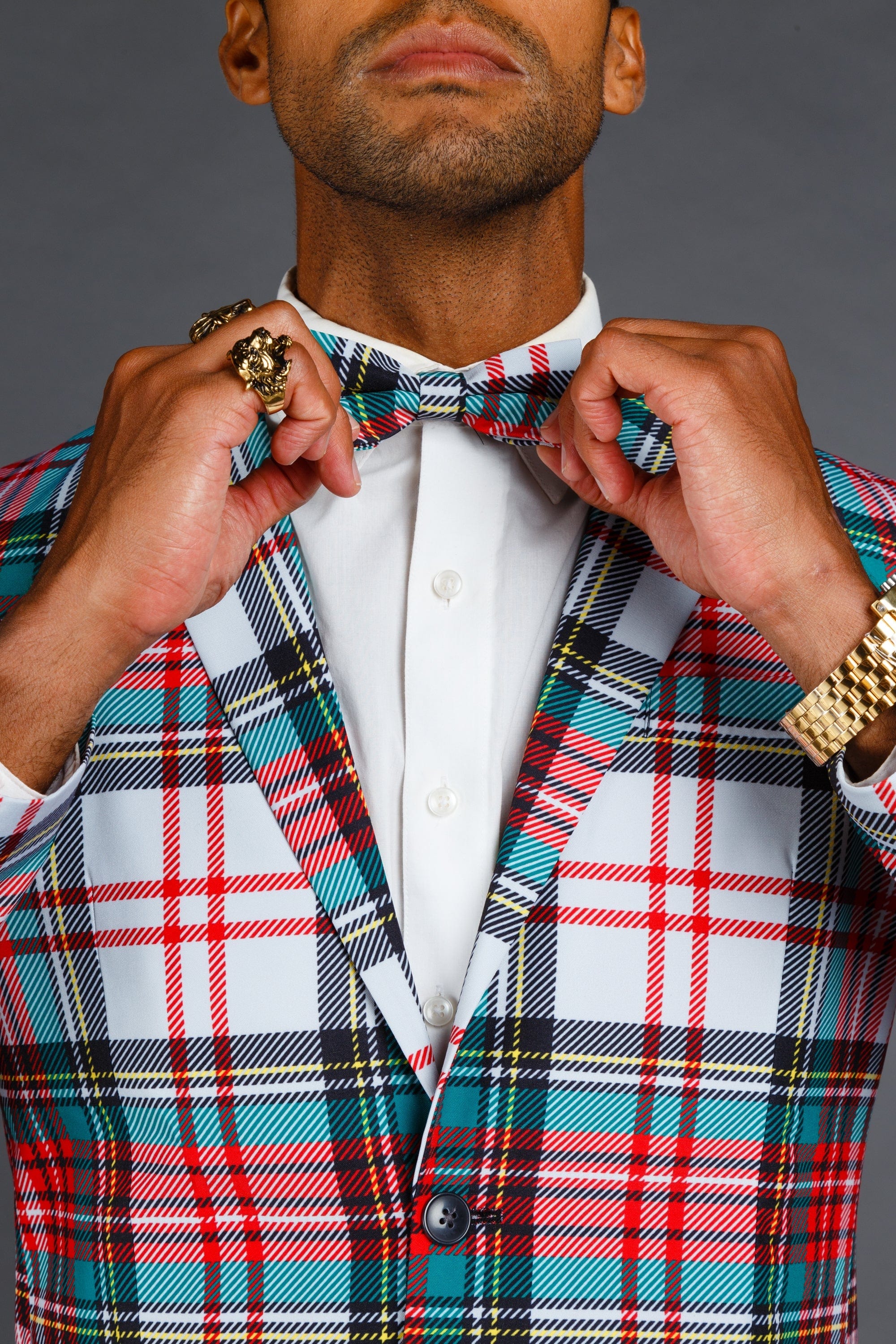 The Scotch on the Rocks | White Plaid Christmas Suit - Shinesty