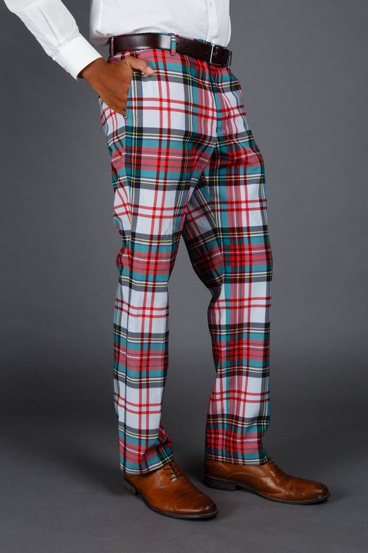 The Scotch on the Rocks | White Plaid Holiday Dress Pants - Shinesty