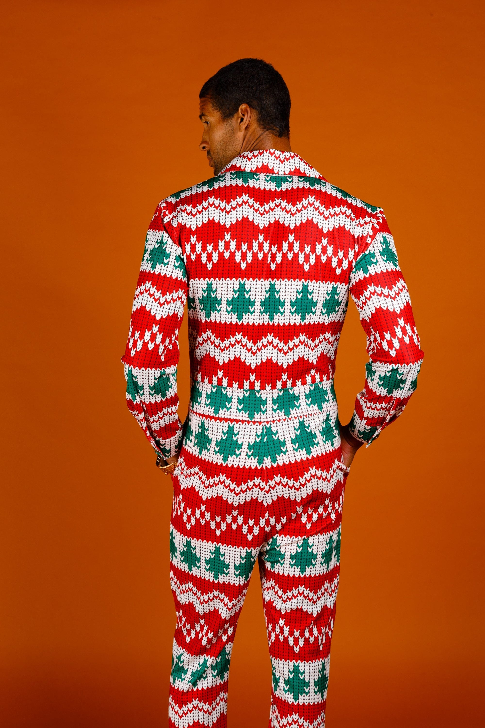 The Red Ryder | Men's Knit Print Christmas Flight Suit - Shinesty