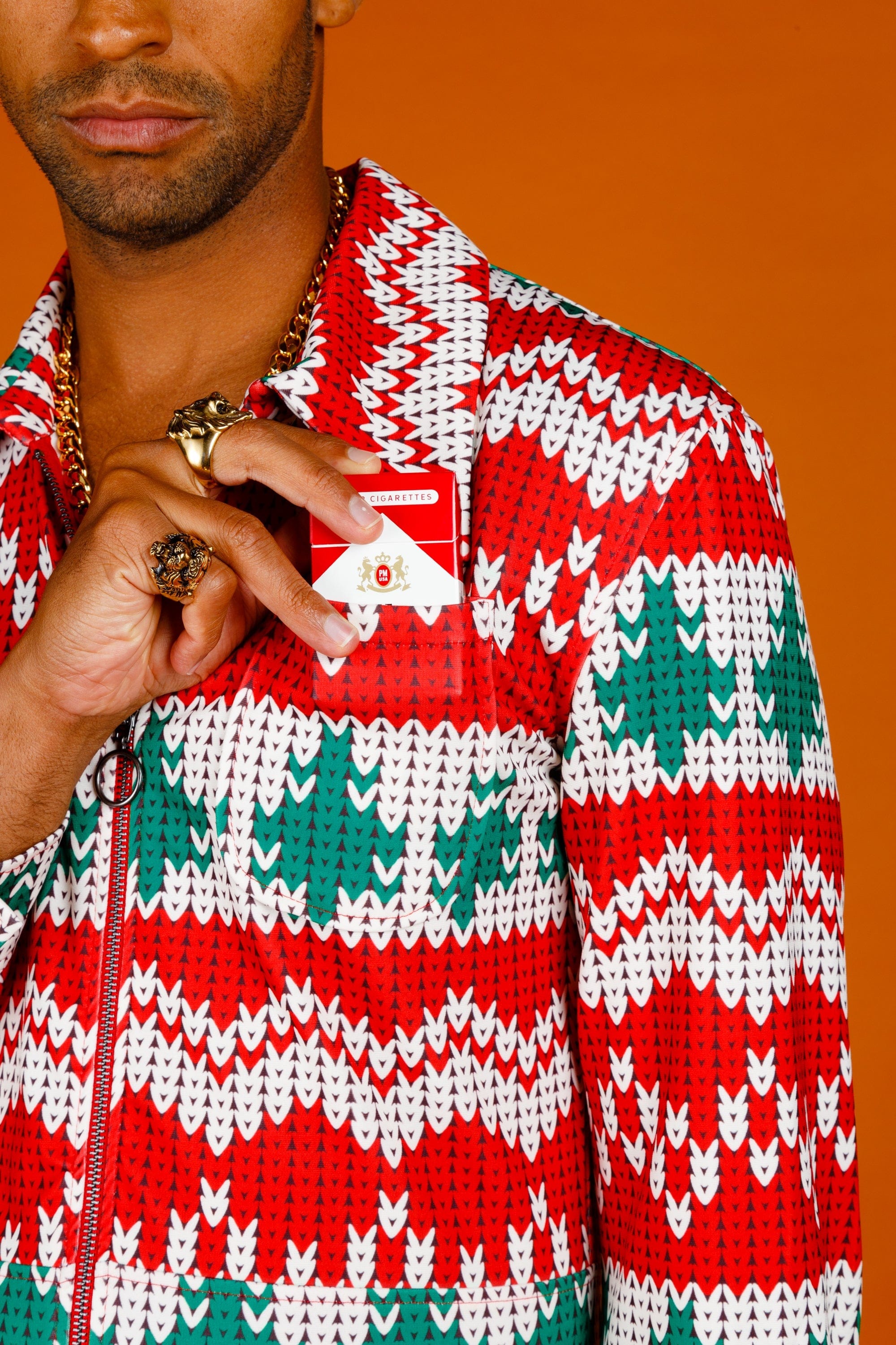 The Red Ryder | Men's Knit Print Christmas Flight Suit - Shinesty