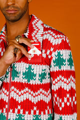 The Red Ryder | Men's Knit Print Christmas Flight Suit - Shinesty