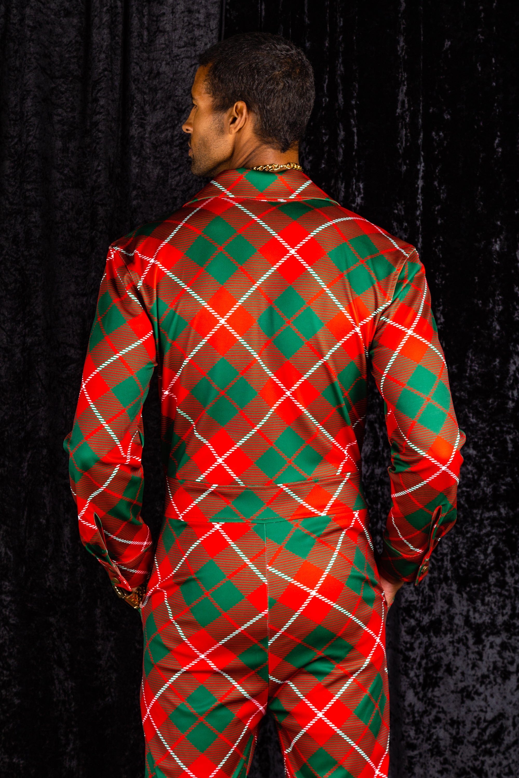 The Poinsettia Playboy | Red Plaid Christmas Flight Suit - Shinesty