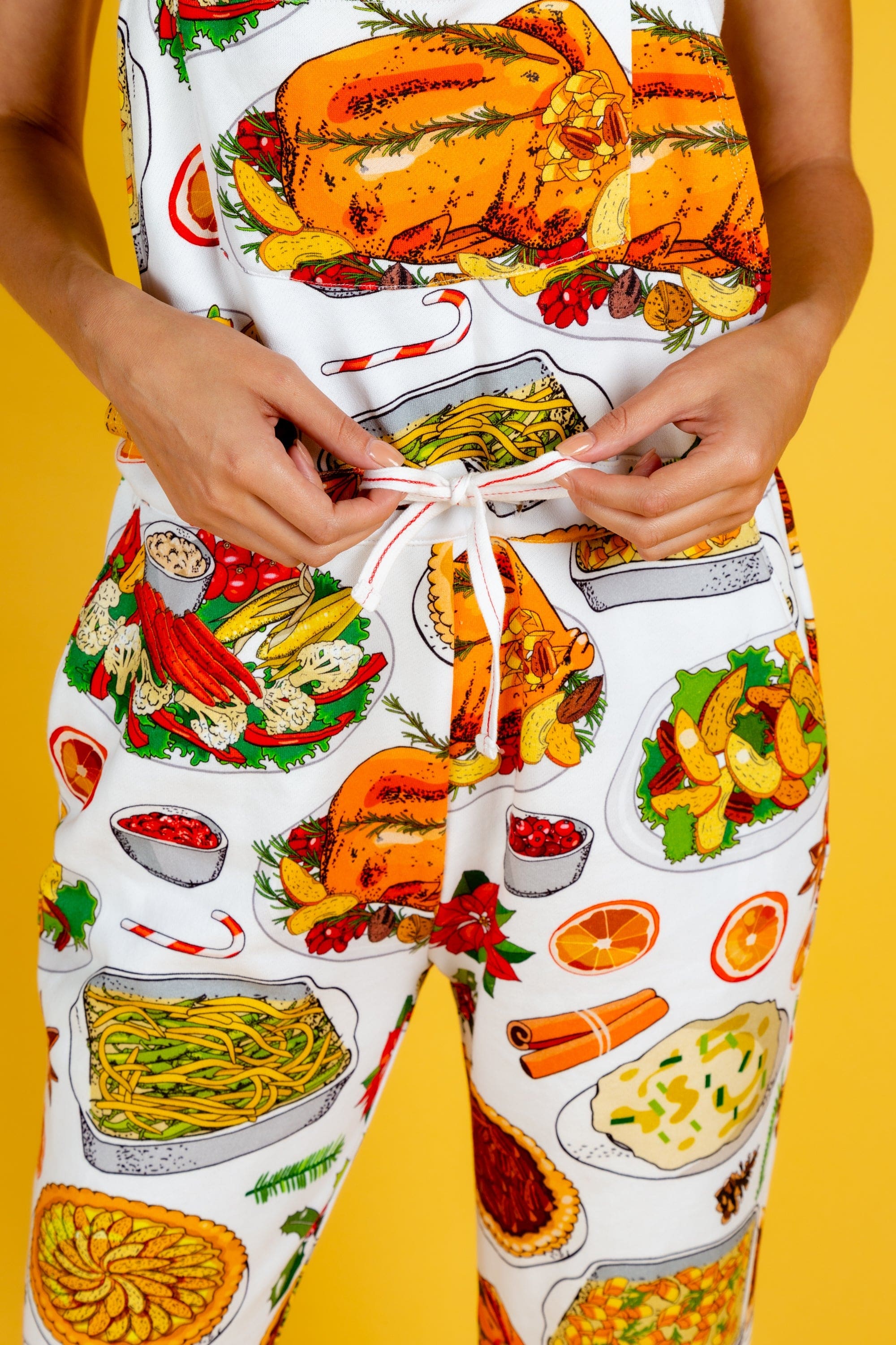 The Spread | Womens White Thanksgiving Pajamaralls® - Shinesty