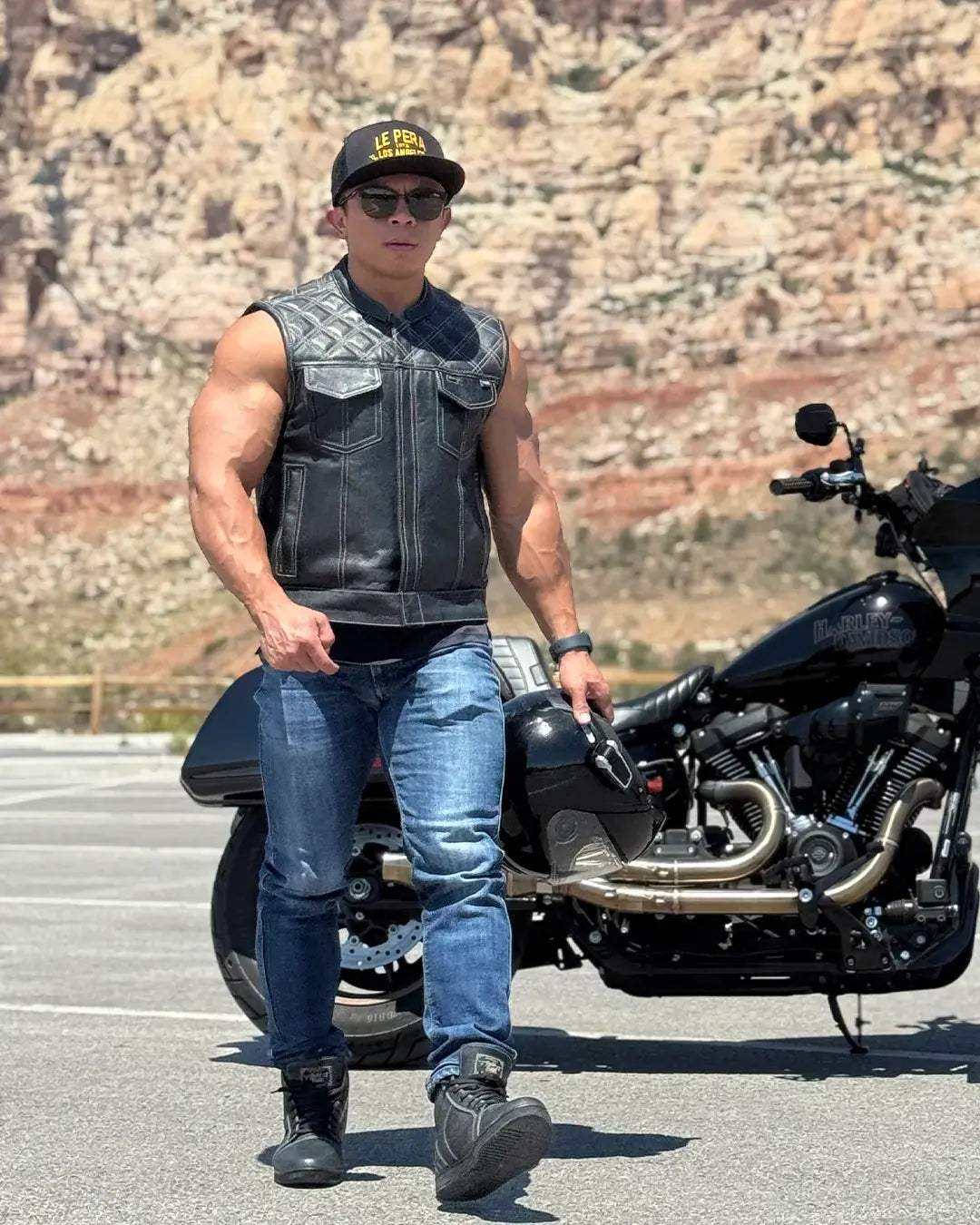 Downside Perforated Men's Motorcycle Leather Vest - First Manufacturing Company - Flyclothing LLC