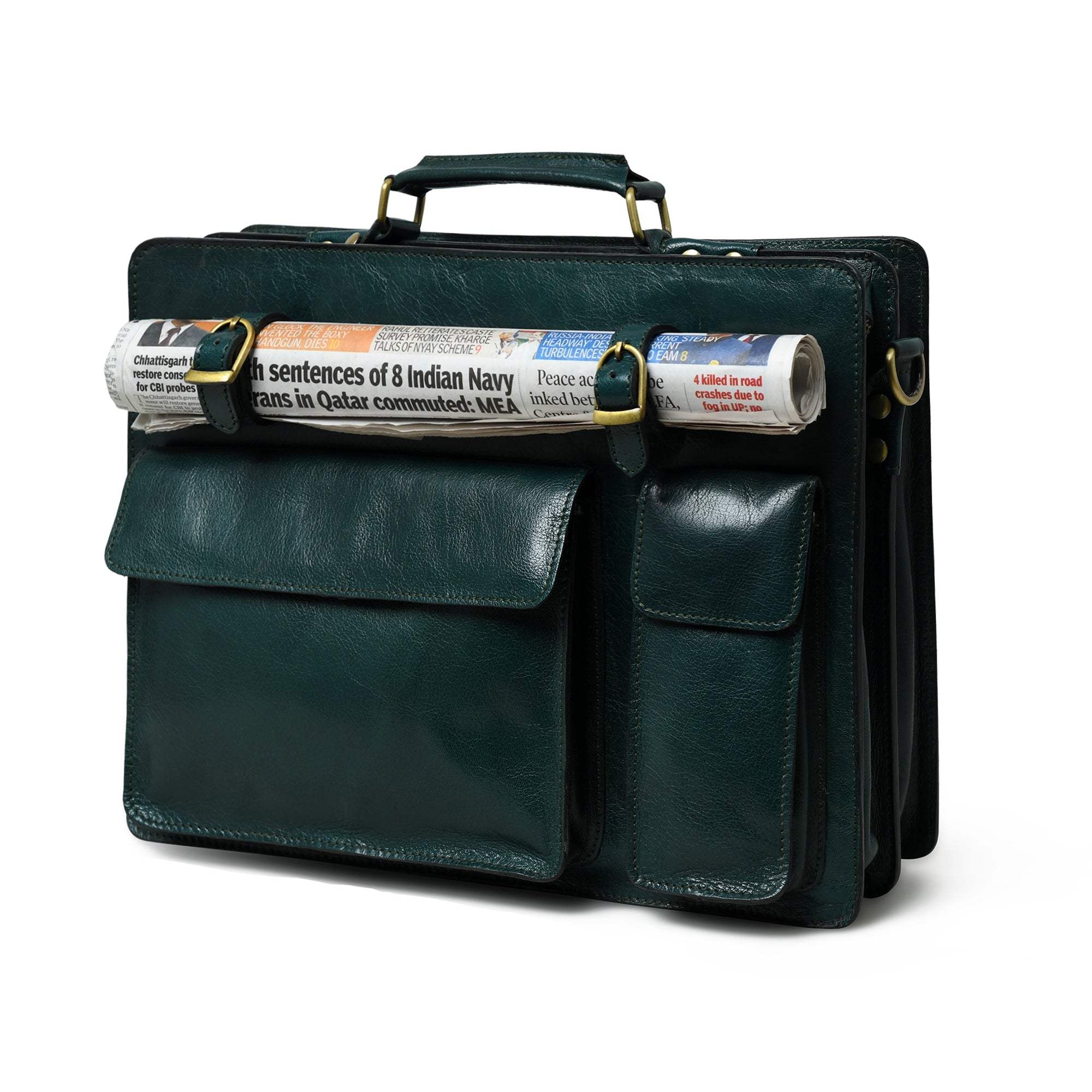 Tuscany Italian Leather Briefcase, Green - Classy Leather Bags - Flyclothing LLC