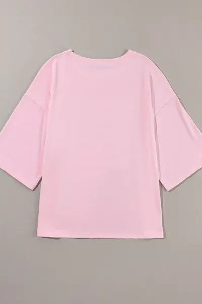 Color Block Star Patched Oversized T-Shirt - Trendsi - Flyclothing LLC