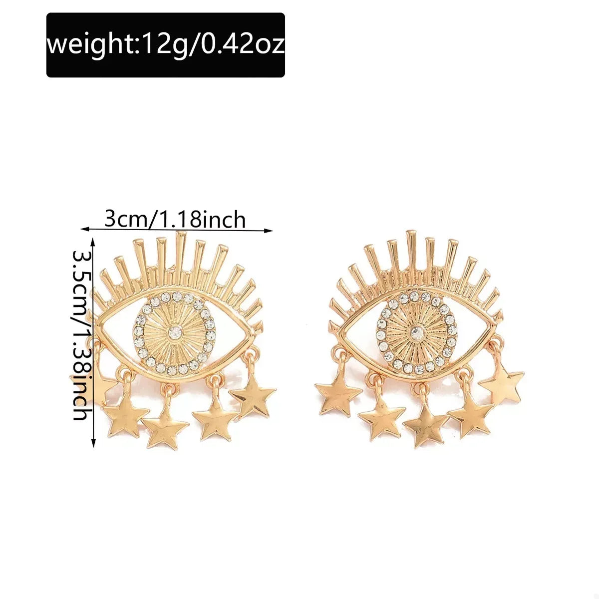 18K Gold-Plated Evil Eye Star Earrings - Trendsi - Flyclothing LLC