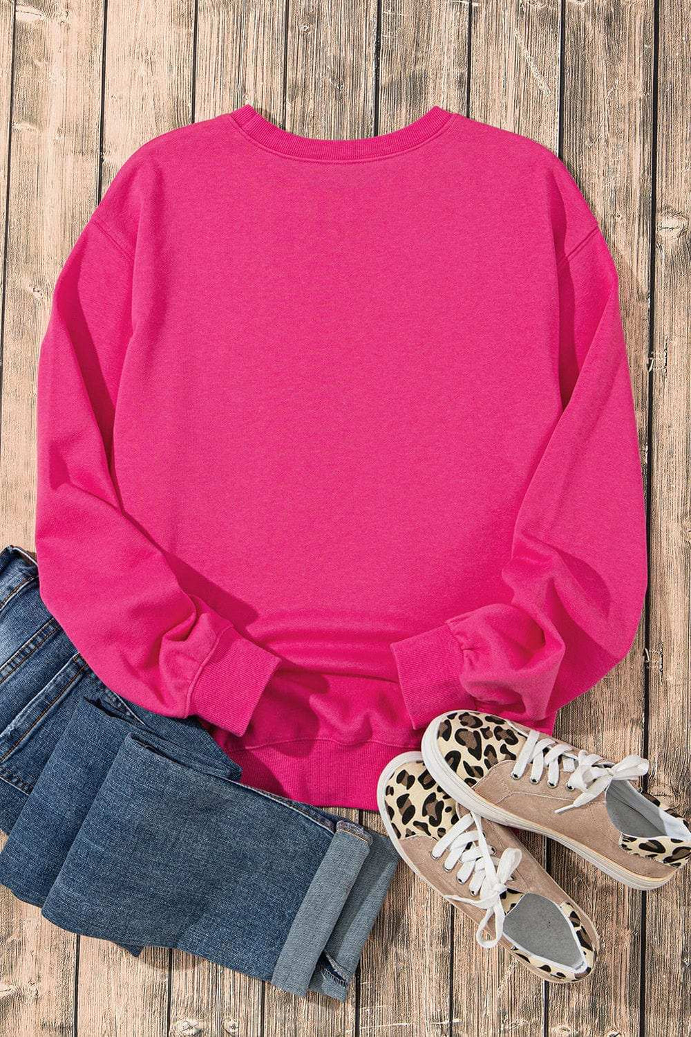 Heart Patch Long Sleeve Sweatshirt - Trendsi - Flyclothing LLC