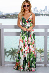 Crisscross Printed Surplice Cami Dress - Trendsi