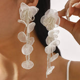 Floral Petal Beaded Tassel Drop Earrings - Trendsi - Flyclothing LLC