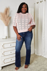 Mandy Ribbed Trim Round Neck Knit Top - Trendsi - Flyclothing LLC