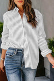 Striped Button Up Long Sleeve Shirt - Trendsi - Flyclothing LLC