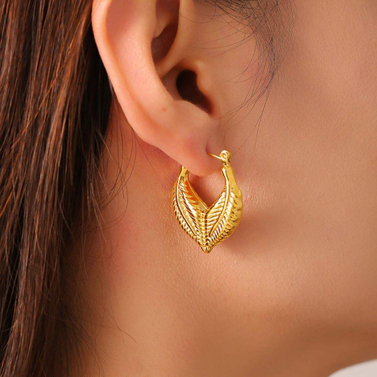 Titanium Steel Leaf Shape Earrings - Trendsi - Flyclothing LLC