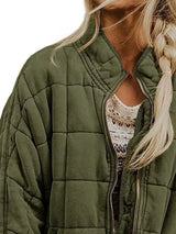 Full Size Zip Up Quilted Bomber Jacket Plus Size - Trendsi - Flyclothing LLC