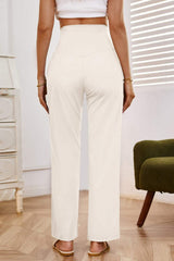 High Waist Wide Leg Pants with Pockets - Trendsi - Flyclothing LLC