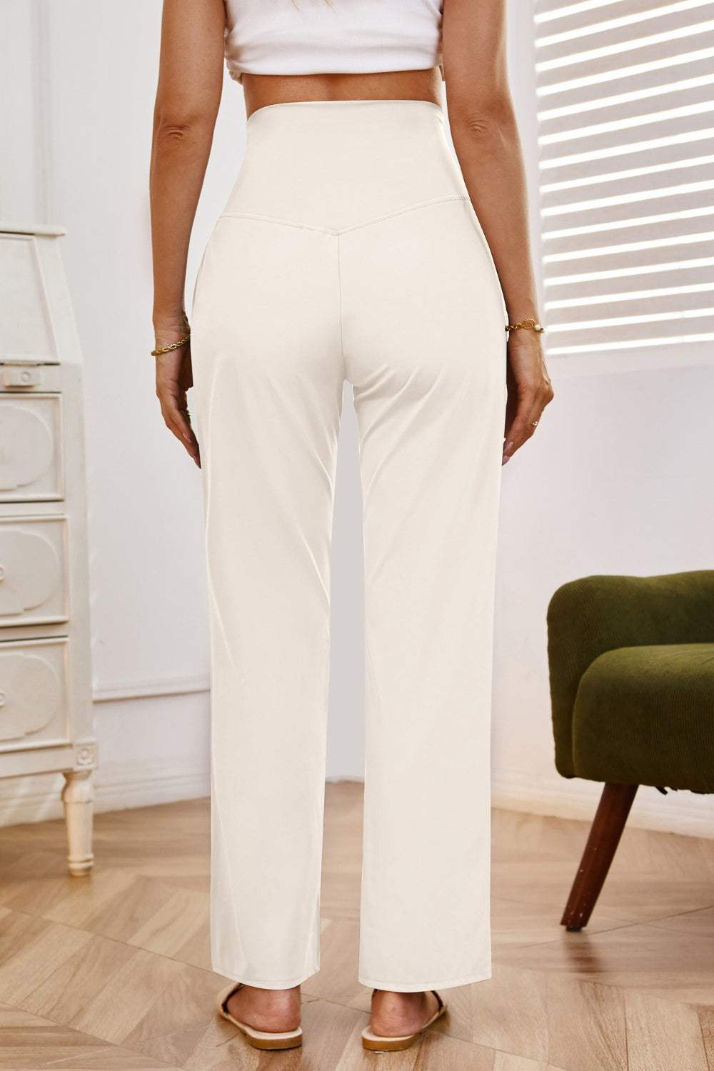 High Waist Wide Leg Pants with Pockets - Trendsi - Flyclothing LLC