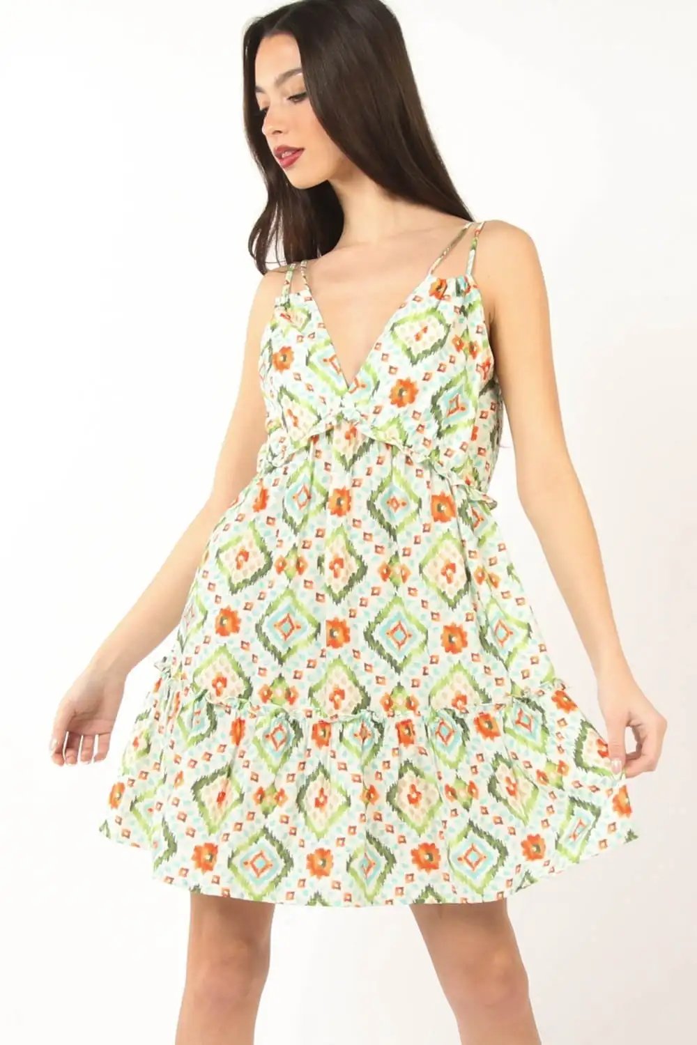VERY J Floral Back Smocked Ruffled Mini Dress - Trendsi