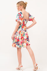 And The Why Square Neck Puff Sleeve Floral Dress - Trendsi