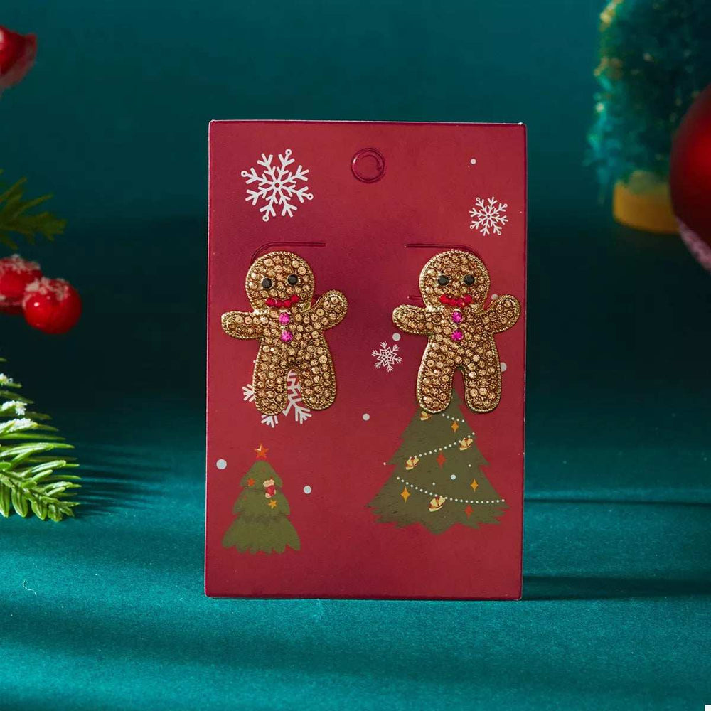 Alloy Gingerbread Man Stud Earrings - Trendsi - Flyclothing LLC