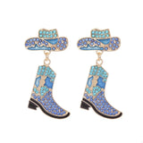 Cowboy Hat Boot Dangle Earrings - Trendsi - Flyclothing LLC
