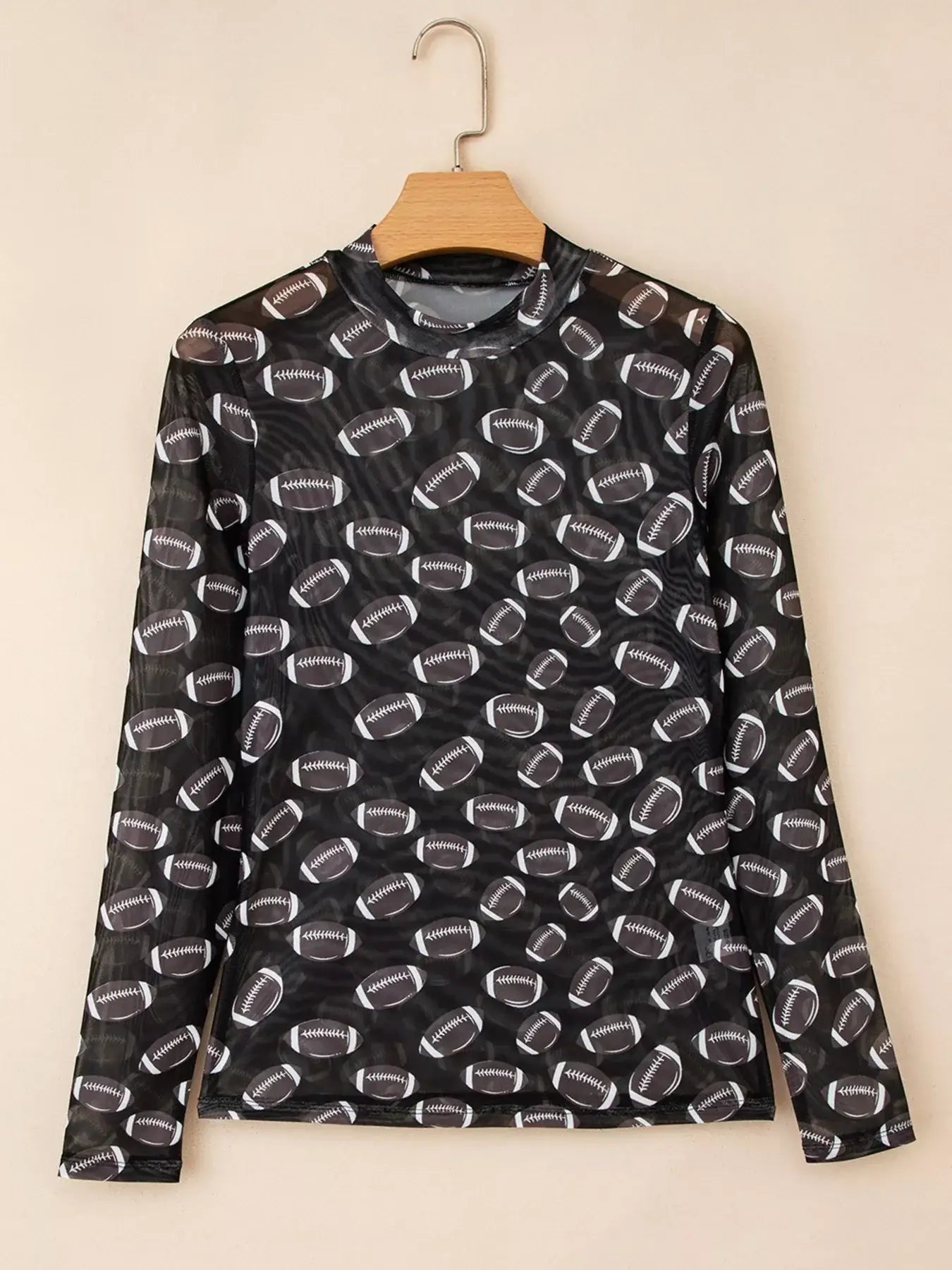 Game Day Mesh Sheer Long Sleeve Top - Trendsi - Flyclothing LLC