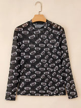 Game Day Mesh Sheer Long Sleeve Top - Trendsi - Flyclothing LLC