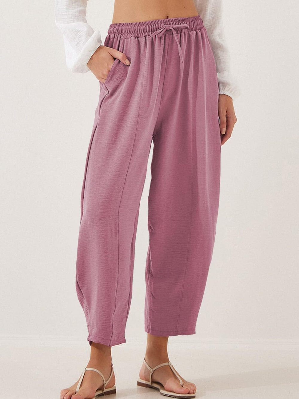 Full Size Drawtising Cropped Jogger Pants Plus Size - Trendsi