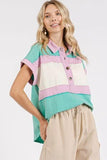 Mittoshop Color Block Henley Short Sleeve Polo Shirt - Trendsi