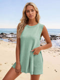Slit Round Neck Top and Shorts Set - Trendsi - Flyclothing LLC