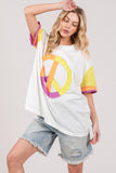 SAGE + FIG Color Block Peace Applique T-Shirt - Trendsi