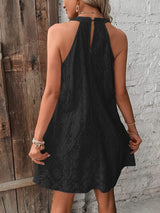 Eyelet Grecian Neck Mini Dress - Trendsi - Flyclothing LLC