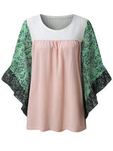 Full Size Printed Round Neck Three-Quarter Sleeve Blouse - Trendsi - Flyclothing LLC