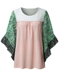 Full Size Printed Round Neck Three-Quarter Sleeve Blouse - Trendsi - Flyclothing LLC