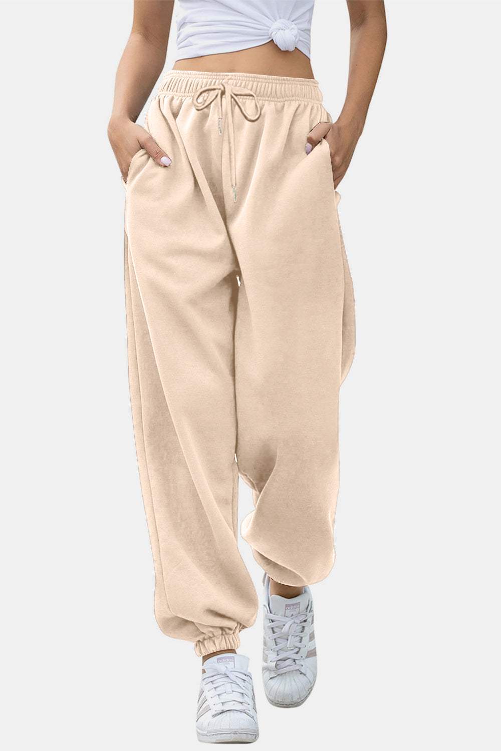Elastic Waist Joggers with Pockets - Trendsi - Flyclothing LLC